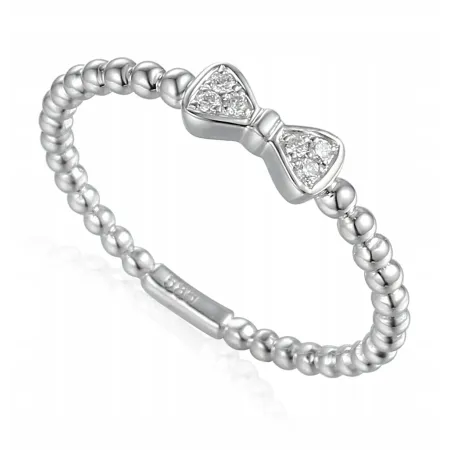 ZŁOTY PIERŚCIONEK 585 Z KOKARDKĄ DIAMENTY 