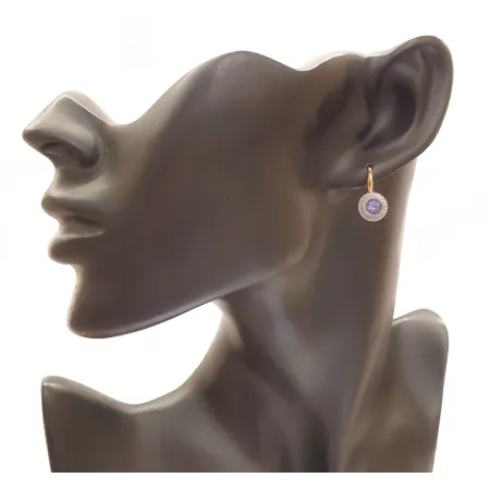 ZŁOTE 585 KOLCZYKI TANZANIT I DIAMENTY NA PREZENT