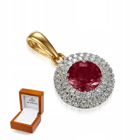 ZAWIESZKA ZŁOTA RUBIN DIAMENTY PRÓBA 585
