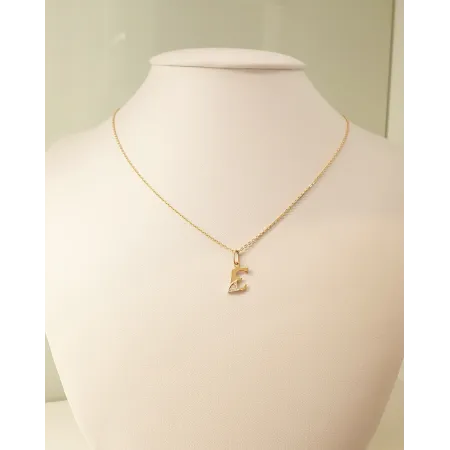 ZŁOTA 585 ZAWIESZKA LITERKA E Z CYRKONIĄ