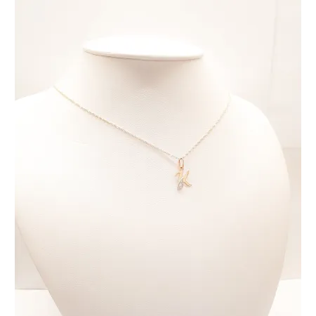 ZŁOTA ZAWIESZKA LITERKA K z Cyrkonią 