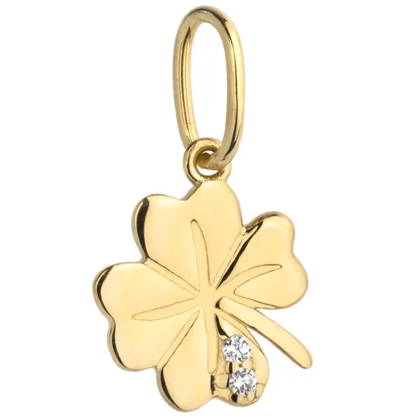 Złota 585 Zawieszka Koniczynka z Cyrkoniami