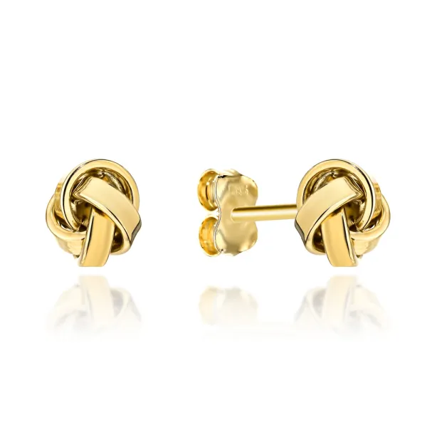 Złote Kolczyki 585 Plecione Supełki Żółte Złoto