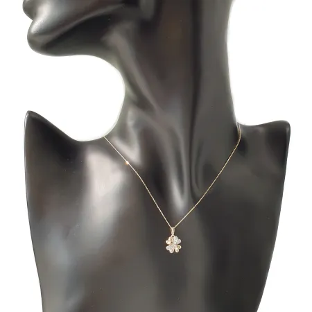 Złota 585 Zawieszka Koniczyna Diamenty Prezent