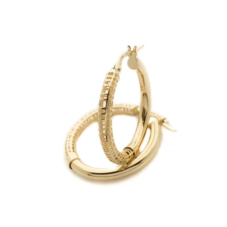 Złote Kolczyki Kółka pr 585 Ażurowo Polerowane