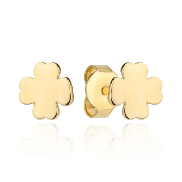 Złote Kolczyki 585 Koniczynki 6mm na Prezent