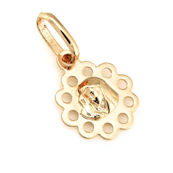 Złoty Medalik 585 Matka Boska w Ażurowym Kółku 