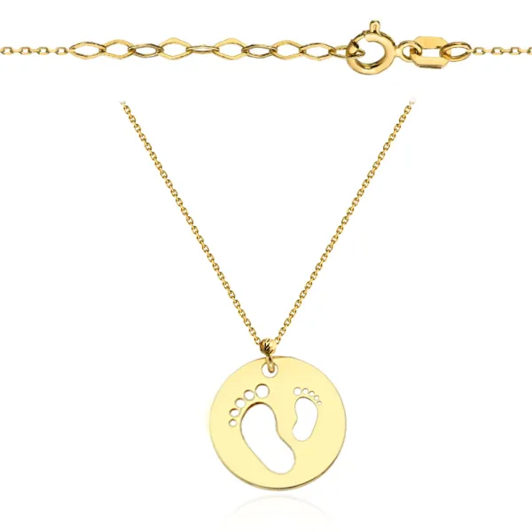 Złoty Naszyjnik 585 Stópki w Okręgu Grawer 