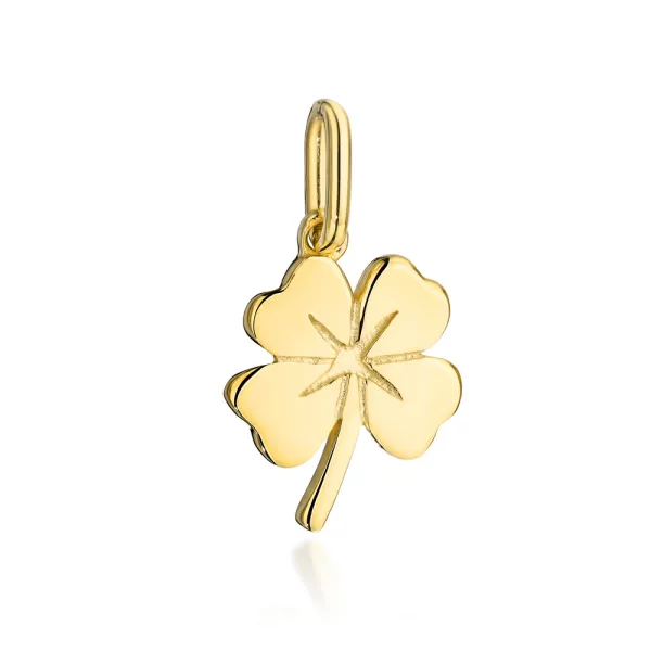 Złota 585 Zawieszka Koniczynka Grawer na Prezent