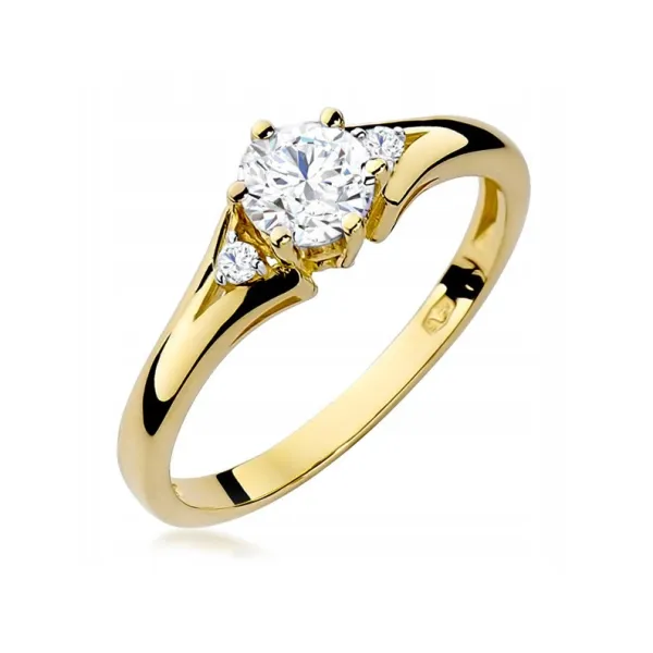 Złoty Zaręczynowy Pierścionek Biały Szafir pr 585