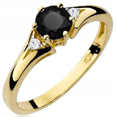 Pierścionek 585 Czarny Białe Diamenty Białe Złoto