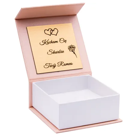 Pierścionek 14K Czarne Brylanty Białe Złoto Grawer