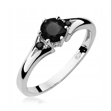 Złoty Pierścionek Czarne Brylanty Próba 585