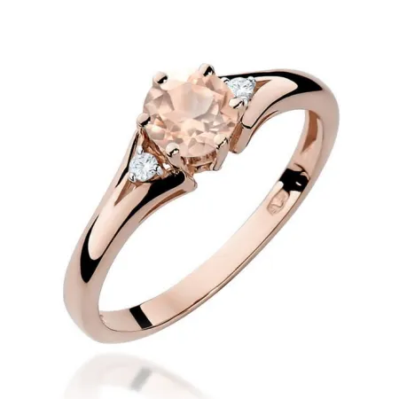 Złoty Pierścionek Morganit Brylanty Różowe Złoto 