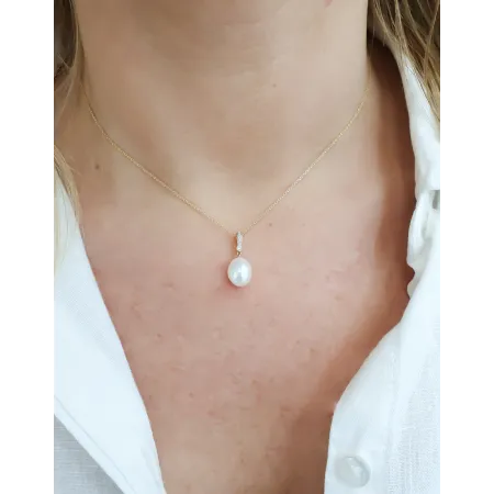 ZŁOTA 585 ZAWIESZKA PERŁA DIAMENTY NA PREZENT