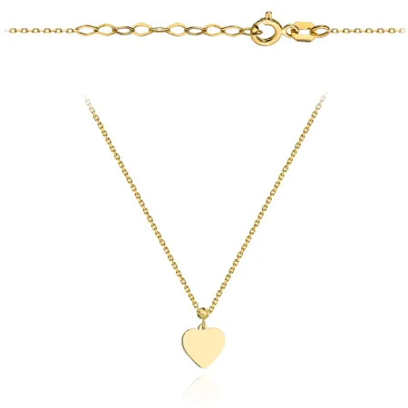 Złoty Naszyjnik 585 Serce z Kulką Diamentowaną
