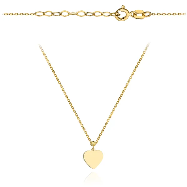 Złoty Naszyjnik 585 Serce z Kulką Diamentowaną