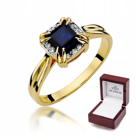 Złoty Elegancki Pierścionek 585 Szafir 0,70ct