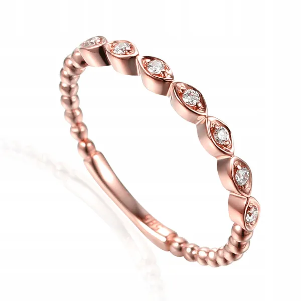 PIERŚCIONEK 585 DIAMENTY RÓŻOWE ZŁOTO PREZENT