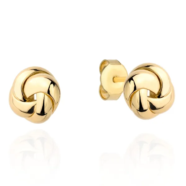 Złote 585 Kolczyki Supełki na Sztyfcie Modne