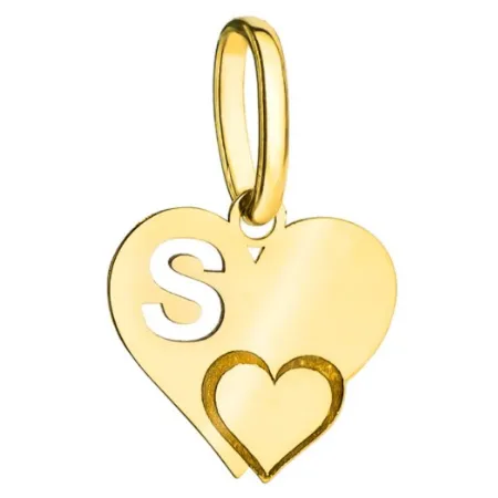 Złota Zawieszka Literka ''S'' w Sercu 585