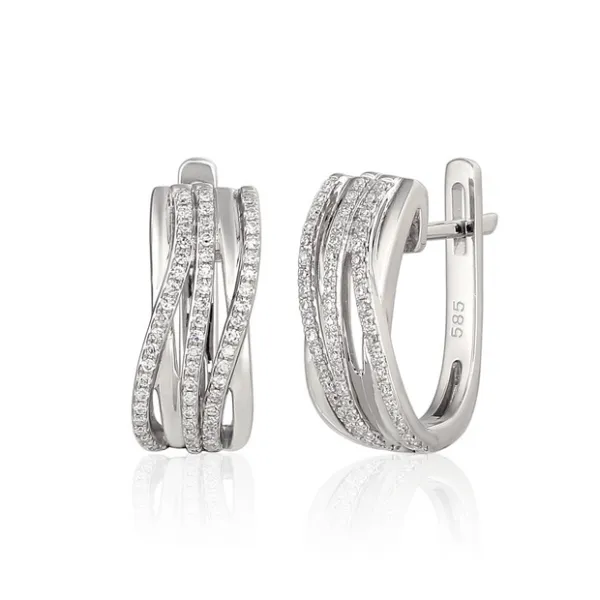 Kolczyki Brylanty Białe Złoto Angielskie Zapięcie