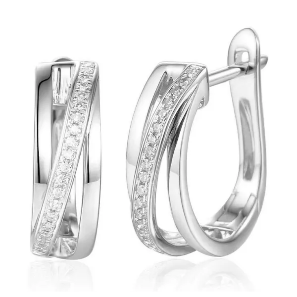 ZŁOTE 585 KOLCZYKI DIAMENTY ANGIELSKIE ZAPIĘCIE 