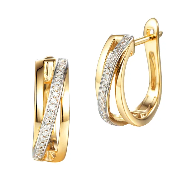 ZŁOTE 585 KOLCZYKI DIAMENTY ANGIELSKIE ZAPIĘCIE