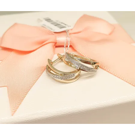 ZŁOTE 585 KOLCZYKI DIAMENTY ANGIELSKIE ZAPIĘCIE