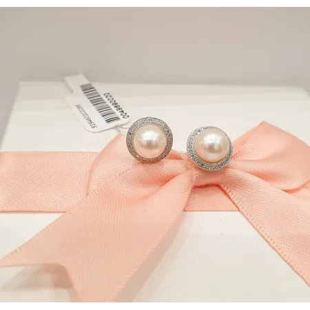 ZŁOTE ELEGANCKIE KOLCZYKI 585 PERŁY DIAMENTY