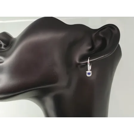 KOLCZYKI SZAFIR DIAMENTY PRÓBA 585 BIAŁE ZŁOTO