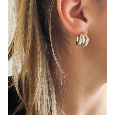 KOLCZYKI 585 DIAMENTY RÓŻOWO BIAŁO ŻÓŁTE ZŁOTO