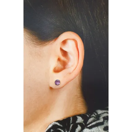  Kolczyki Sztyft Żółte Złoto 585 z Ametystem