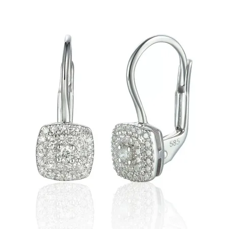 Modne 14K Kolczyki Diamenty Białe Złoto Prezent