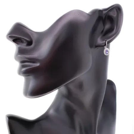 ZŁOTE KOLCZYKI 585 TANZANIT I DIAMENTY PATENTKA