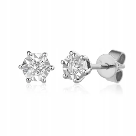 KOLCZYKI DIAMENTY BIAŁE ZŁOTO PRÓBA 585 PREZENT