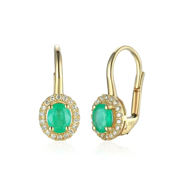 KOLCZYKI SZMARAGD DIAMENTY PATENTKA PRÓBA 585