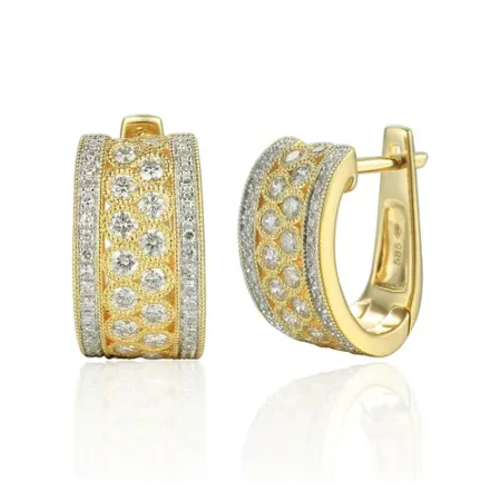 Złote Kolczyki z Diamentami pr 585 na Prezent