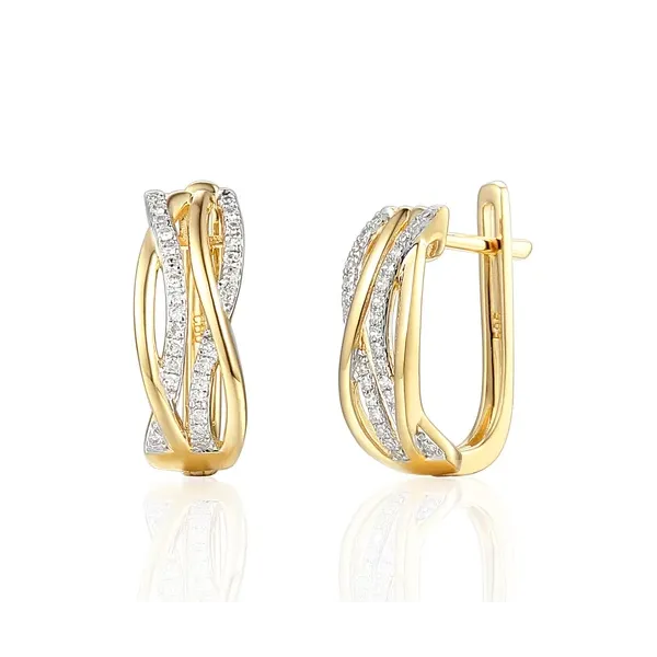 Złote 14K Kolczyki Diamenty Zapięcie Angielskie