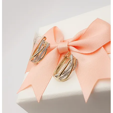 Złote 14K Kolczyki Diamenty Zapięcie Angielskie