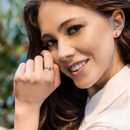 ZŁOTE 585 KOLCZYKI ŁEZKI TANZANITY I DIAMENTY 