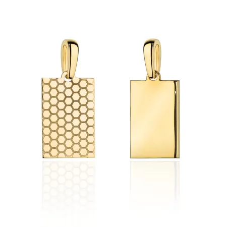 Złota 585 Zawieszka Dwustronna Blaszka Prostokąt