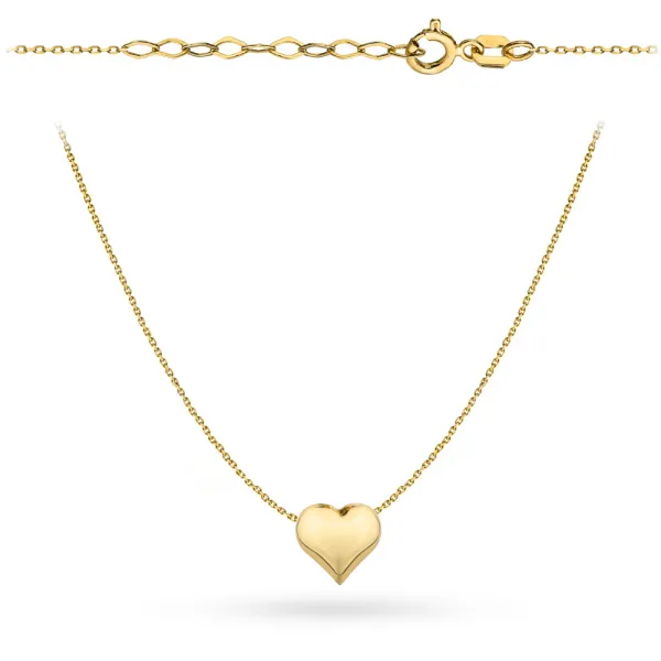 Złoty Naszyjnik 585 z Sercem Wypukłym GRAWER