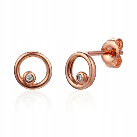 KOLCZYKI Z DIAMENTAMI RÓŻOWE ZŁOTO PRÓBA 585