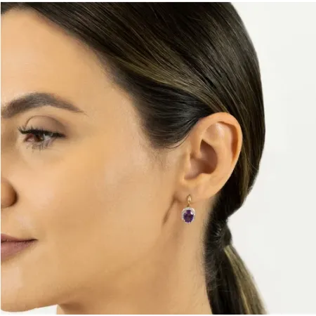 Złote 585 Kolczyki Ametyst Diamenty