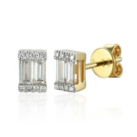 Złote Kolczyki z Diamentami Sztyft Próba 585