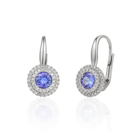 KOLCZYKI Z TANZANITEM I DIAMENTAMI BIAŁE ZŁOTO 585