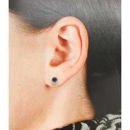 ZŁOTE 585 KOLCZYKI  LONDON BLUE TOPAZ I DIAMENTY  