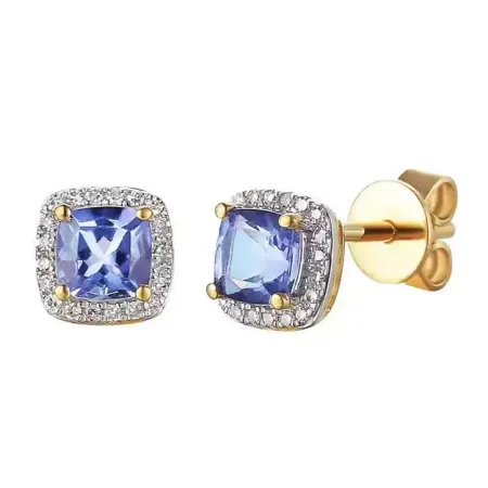 KOLCZYKI TANZANIT DIAMENTY ZŁOTO pr 585
