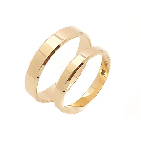 OBRĄCZKI ZŁOTE 14K PŁASKIE TRAPEZ 3 i 4 mm  GRAWER